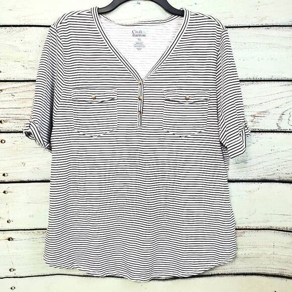 Croft & Barrow XXL White/Navy Stripe Top - Picture 1 of 7